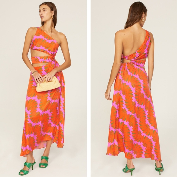 FARM Rio Dresses & Skirts - Farm Rio Copacabana Pink Cutout Midi Dress XL NWT New